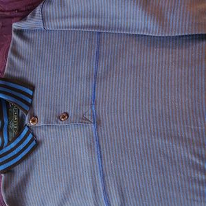 Mens top M blue/brown stripe